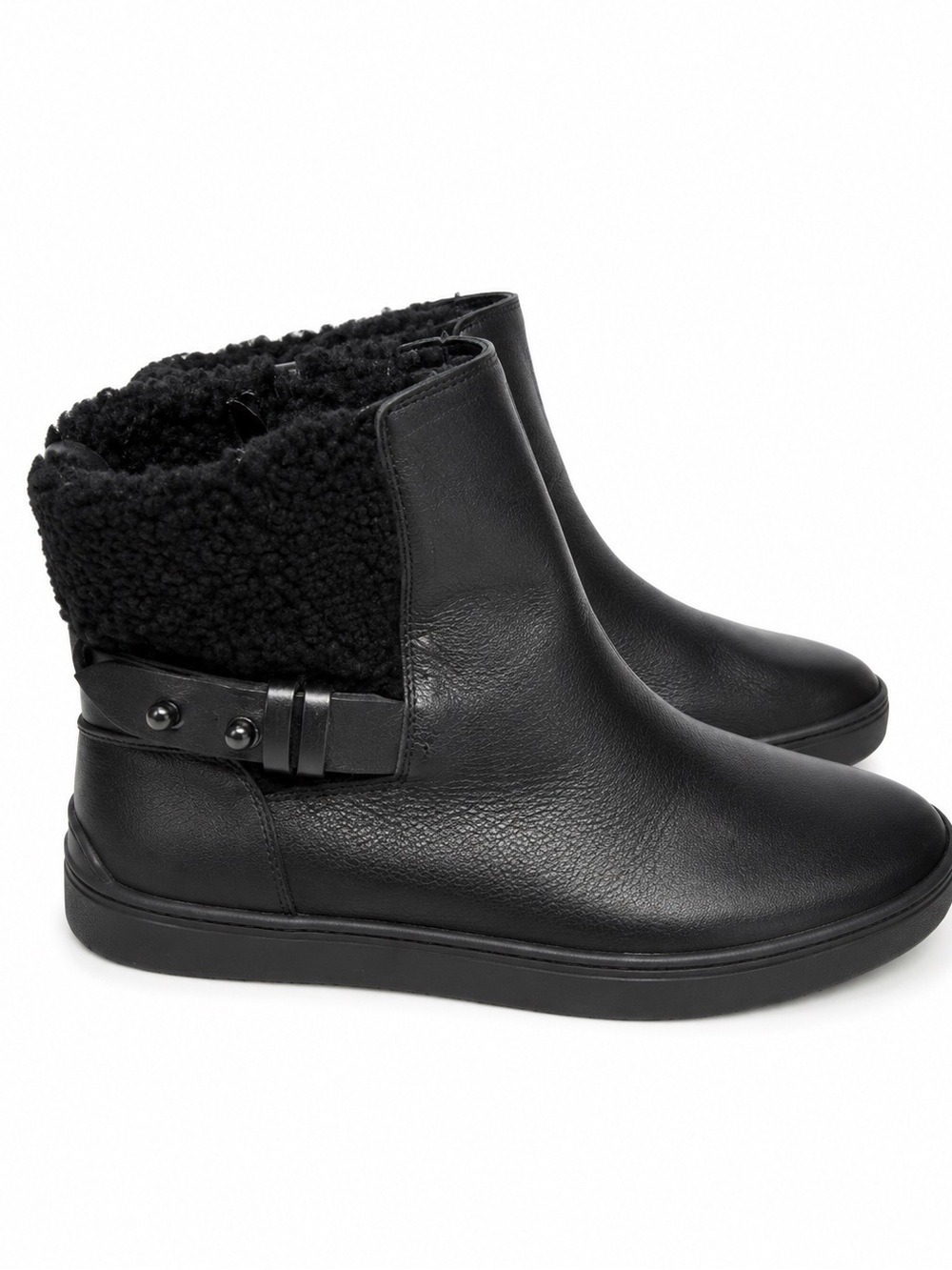 rag & bone Farling Black Leather Shearling Lined Ankle Boots Moto EU 37 US 6.5